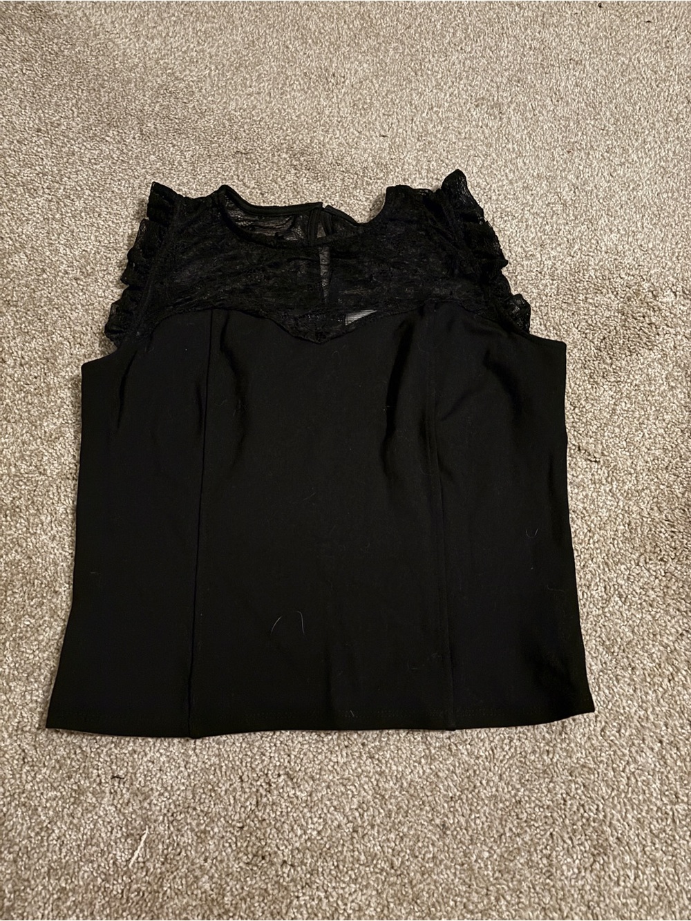 nine britton Black Lace Yoke Ruffle Sleeve Camisole